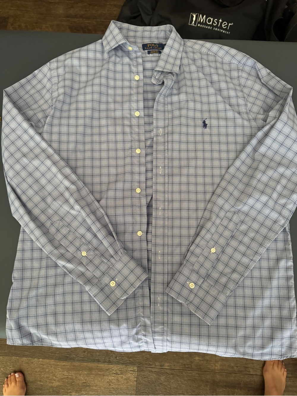 Ralph Lauren Light Blue and Navy Plaid Button-Down Shirt